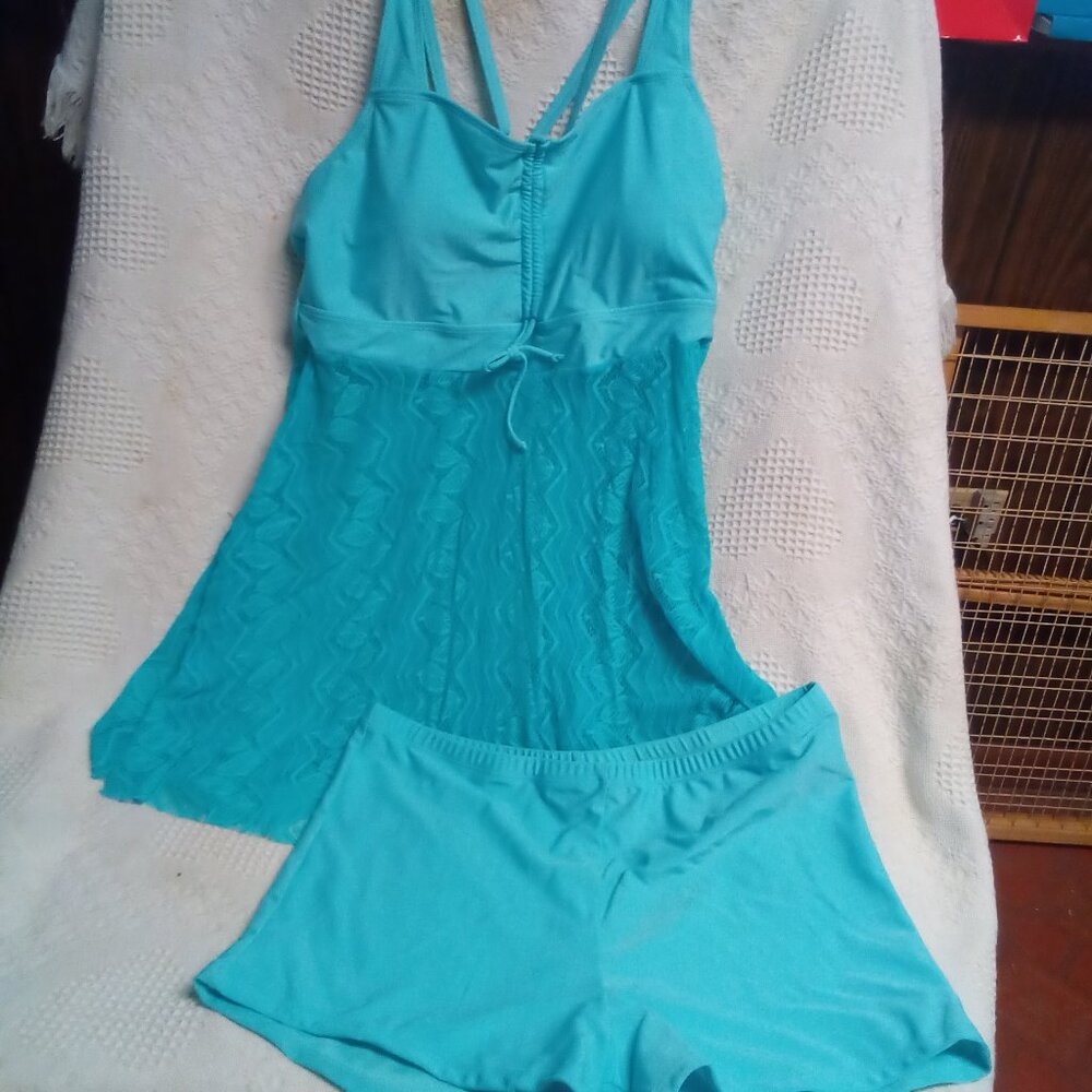 2pc Aqua Swim Dress & Shorts Womens 2XL